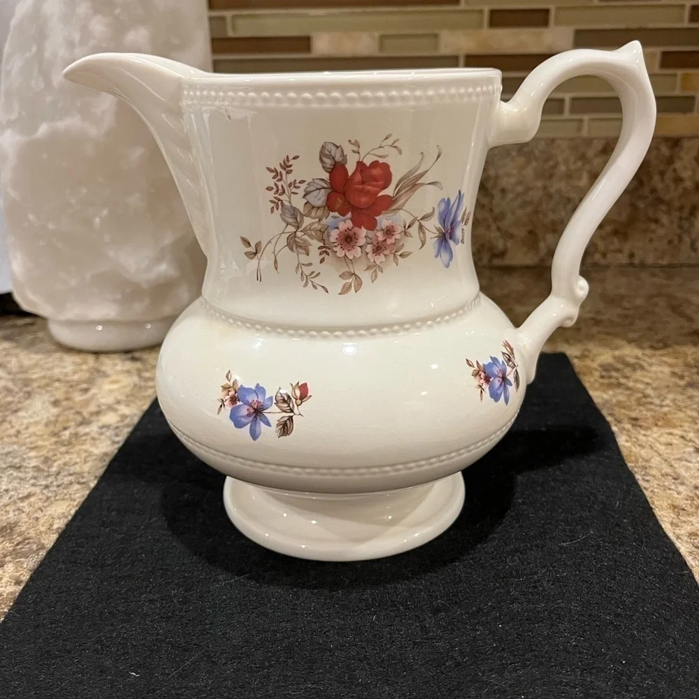 Vintage Lord Nelson Pottery Pitcher Floral Made in England 7”